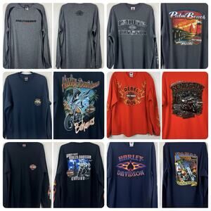 Lot Of 6 Harley Davidson Long Sleeve Graphic Tees Kauai Chicago Bahamas XL